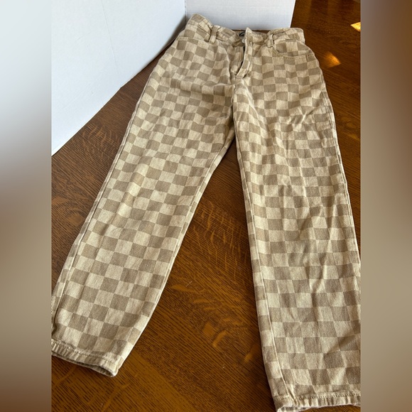 Tan Checkered Jeans, Size Small, LAST CHANCE - Picture 3 of 4